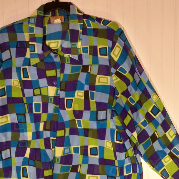 Rebecca Jones, Blue *Button Up Shirt, 2X - Picture 1 of 9